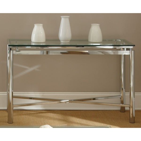 Silver Mirror And Chrome Coffee Tables Pertaining To Newest Greyson Living Natal Chrome Metal/glass Sofa Table – Free (View 16 of 20)