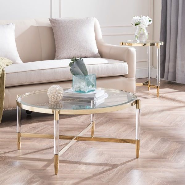 Silver Orchid Henderson Acrylic Cocktail Table – Overstock With Well Known Metallic Gold Cocktail Tables (View 15 of 20)