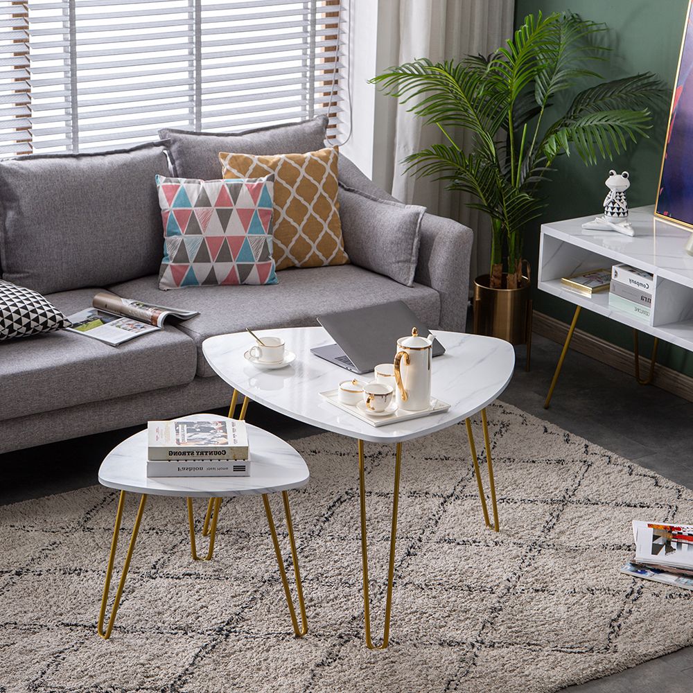 Simple Living Room End Table Set, Nesting Coffee Tables Within Most Popular Marble Coffee Tables Set Of  (View 6 of 20)