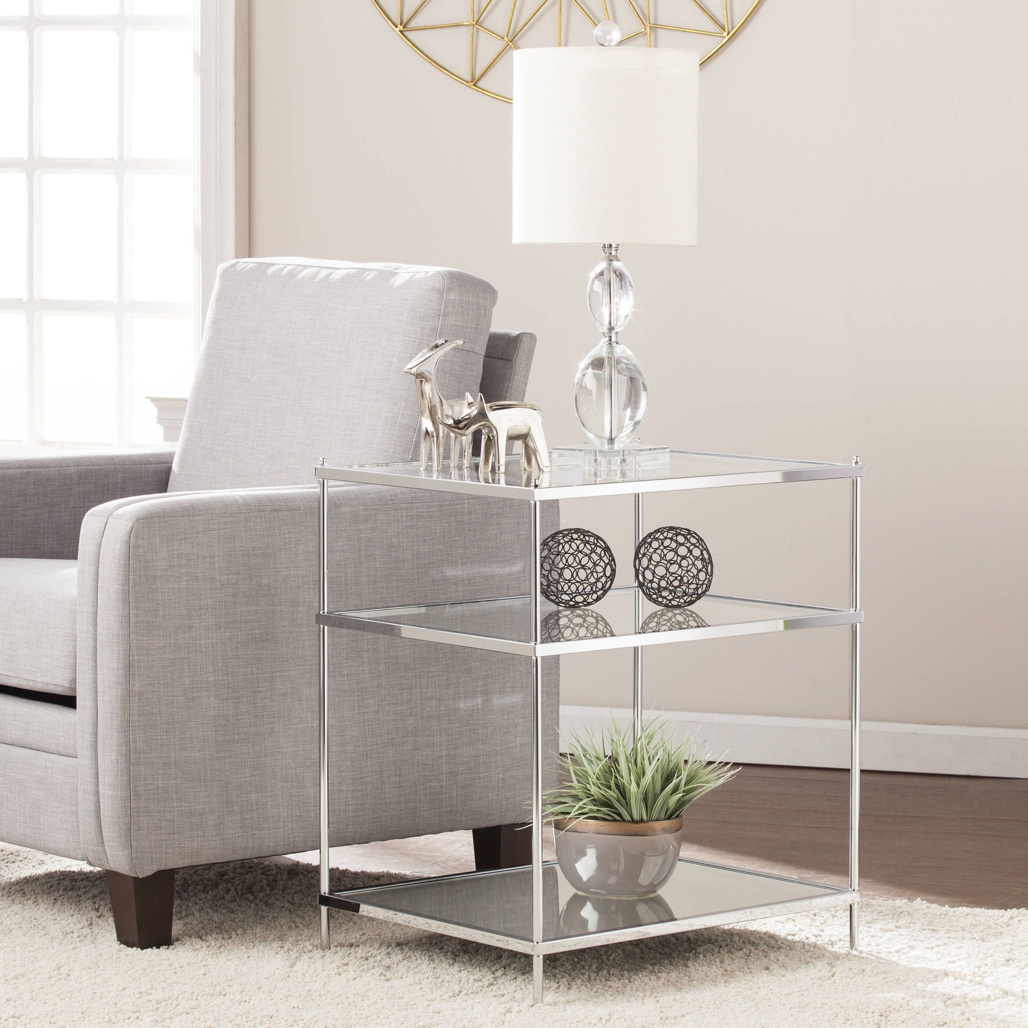 Southern Enterprises Kreamer Glam Mirrored Side Table For Most Recently Released Silver Mirror And Chrome Coffee Tables (View 1 of 20)
