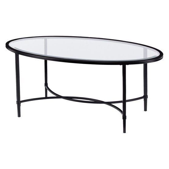 Southern Enterprises Quinton Metal / Glass Oval Cocktail For Preferred Dark Coffee Bean Cocktail Tables (View 12 of 20)