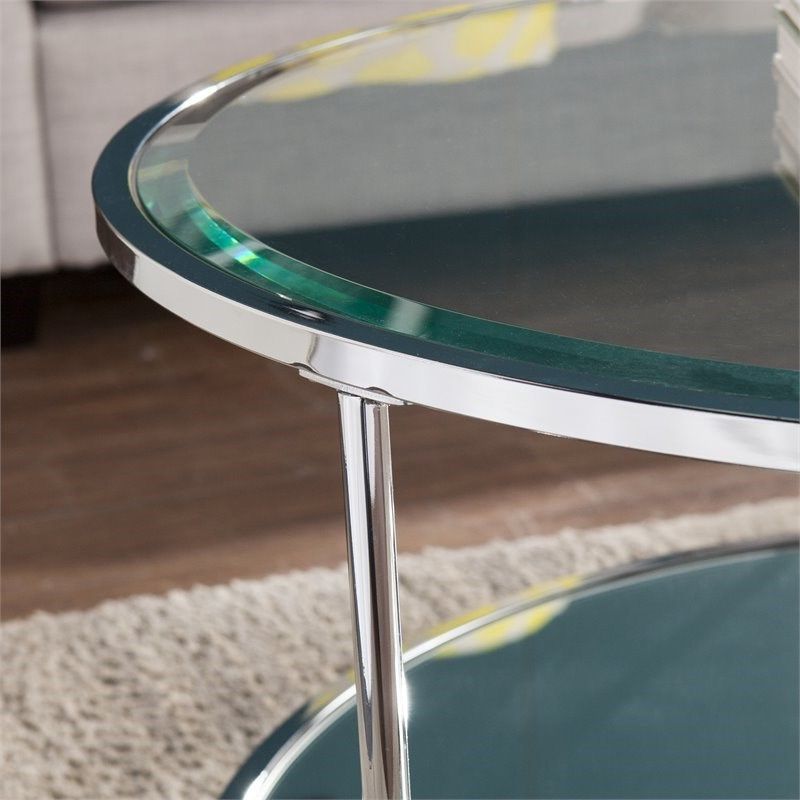 Southern Enterprises Risa Glass Top Cocktail Table In With Regard To Most Current Glass And Chrome Cocktail Tables (View 10 of 20)