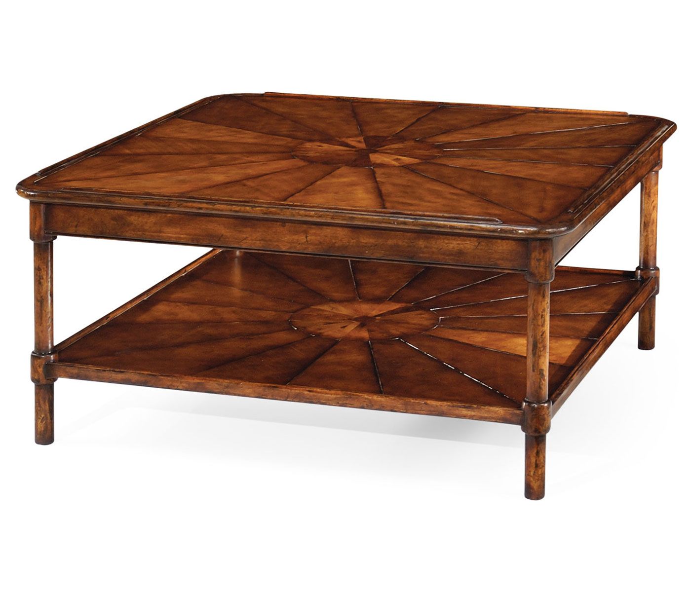 Square Rustic Walnut Coffee Table Pertaining To Most Recently Released Walnut Wood And Gold Metal Coffee Tables (View 9 of 20)