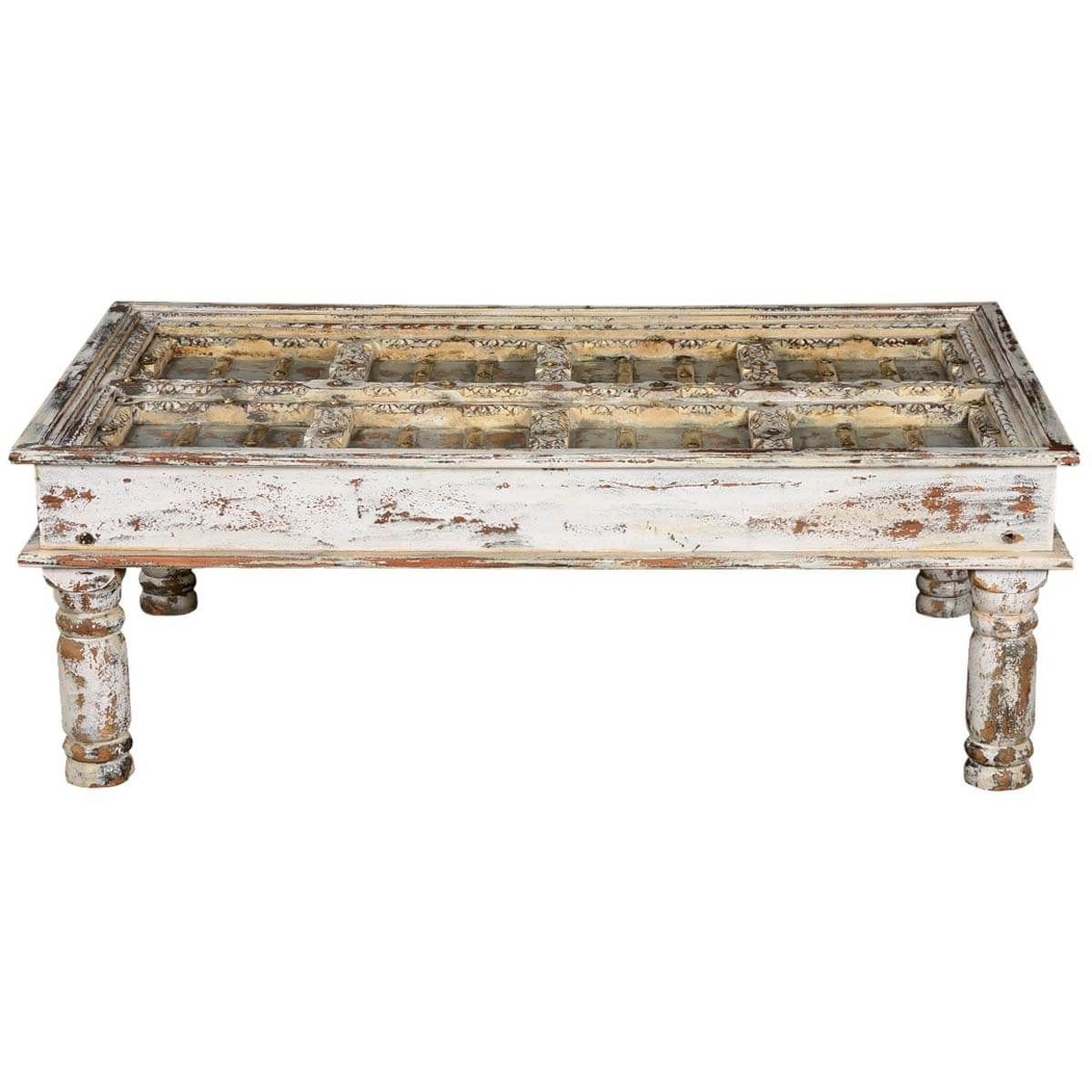 Square Weathered White Wood Coffee Tables With Regard To Most Up To Date Winter White Distressed Mango Wood Coffee Table (View 16 of 20)
