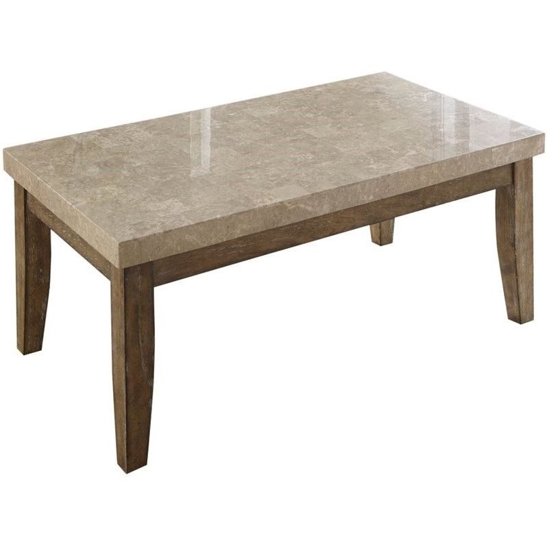 Steve Silver Franco Marble Top Rectangular Coffee Table In Intended For Best And Newest White Stone Coffee Tables (View 17 of 20)