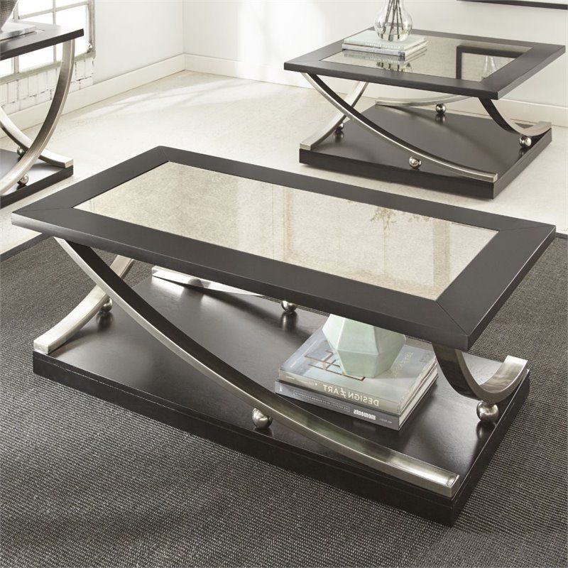 Steve Silver Ramsey Mirrored Top Coffee Table With Casters With Regard To Preferred Silver And Acrylic Coffee Tables (View 6 of 20)