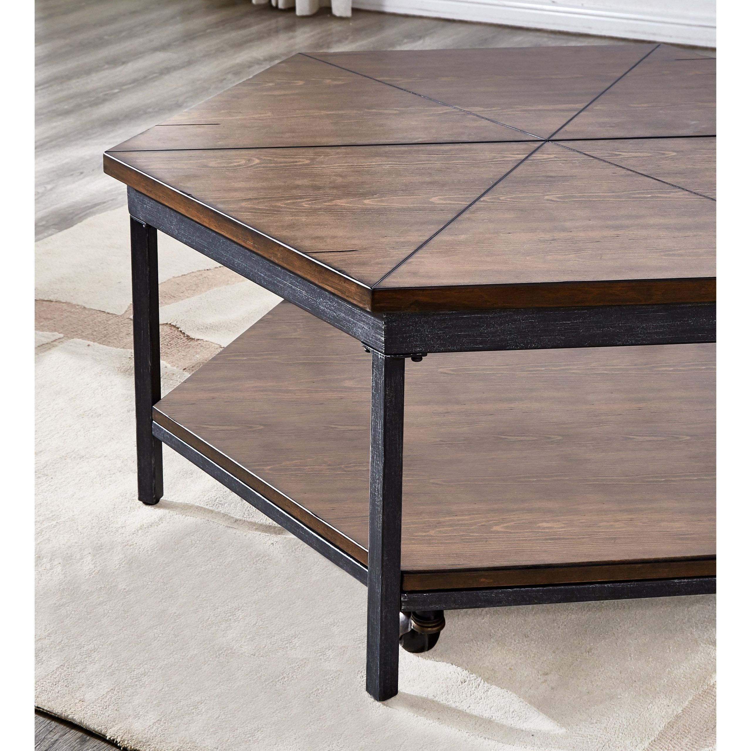 Steve Silver Ultimo Um200cl Industrial Hexagon Lift Top For Preferred Silver Coffee Tables (View 8 of 20)