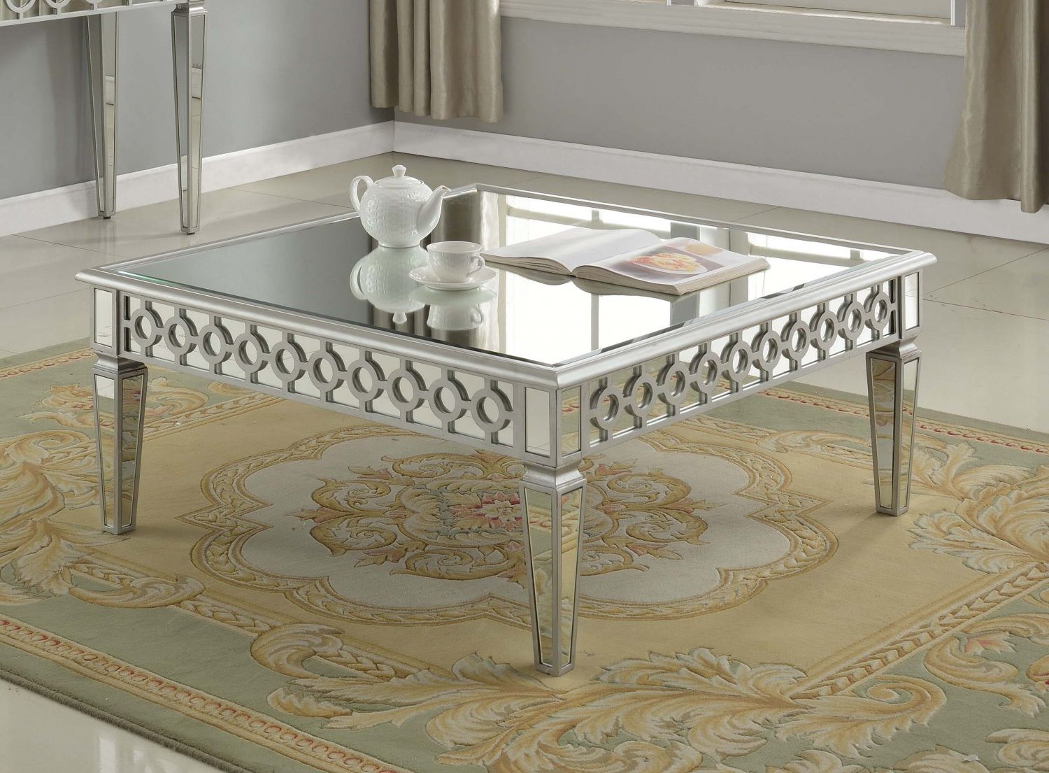 T1840 – Sophie Silver Mirrored Living Room Coffee Tables In Best And Newest Mirrored Modern Coffee Tables (View 4 of 20)