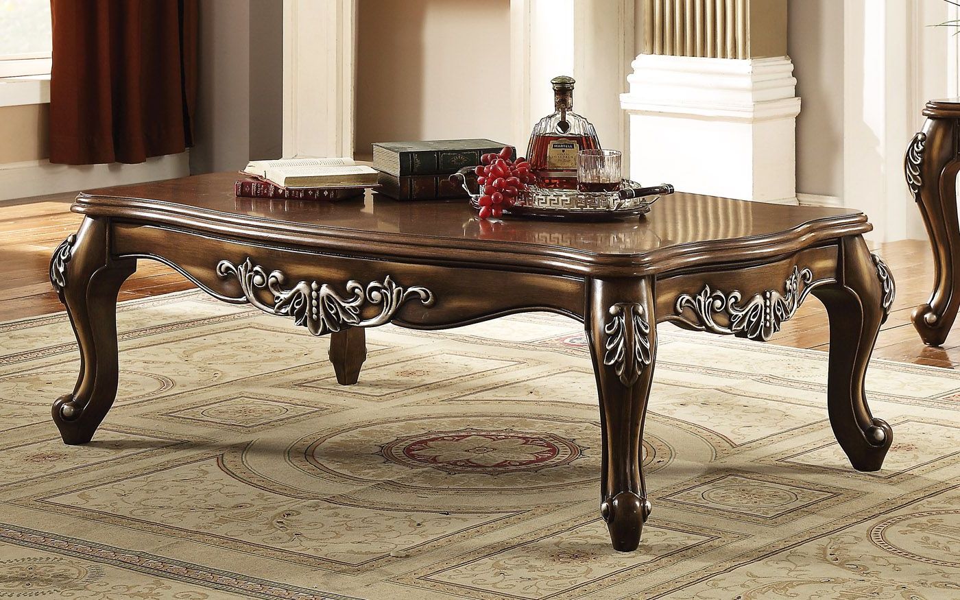 Traditional Wooden Top Coffee Table Antique Oak Finish For Latest Oak Wood And Metal Legs Coffee Tables (View 18 of 20)