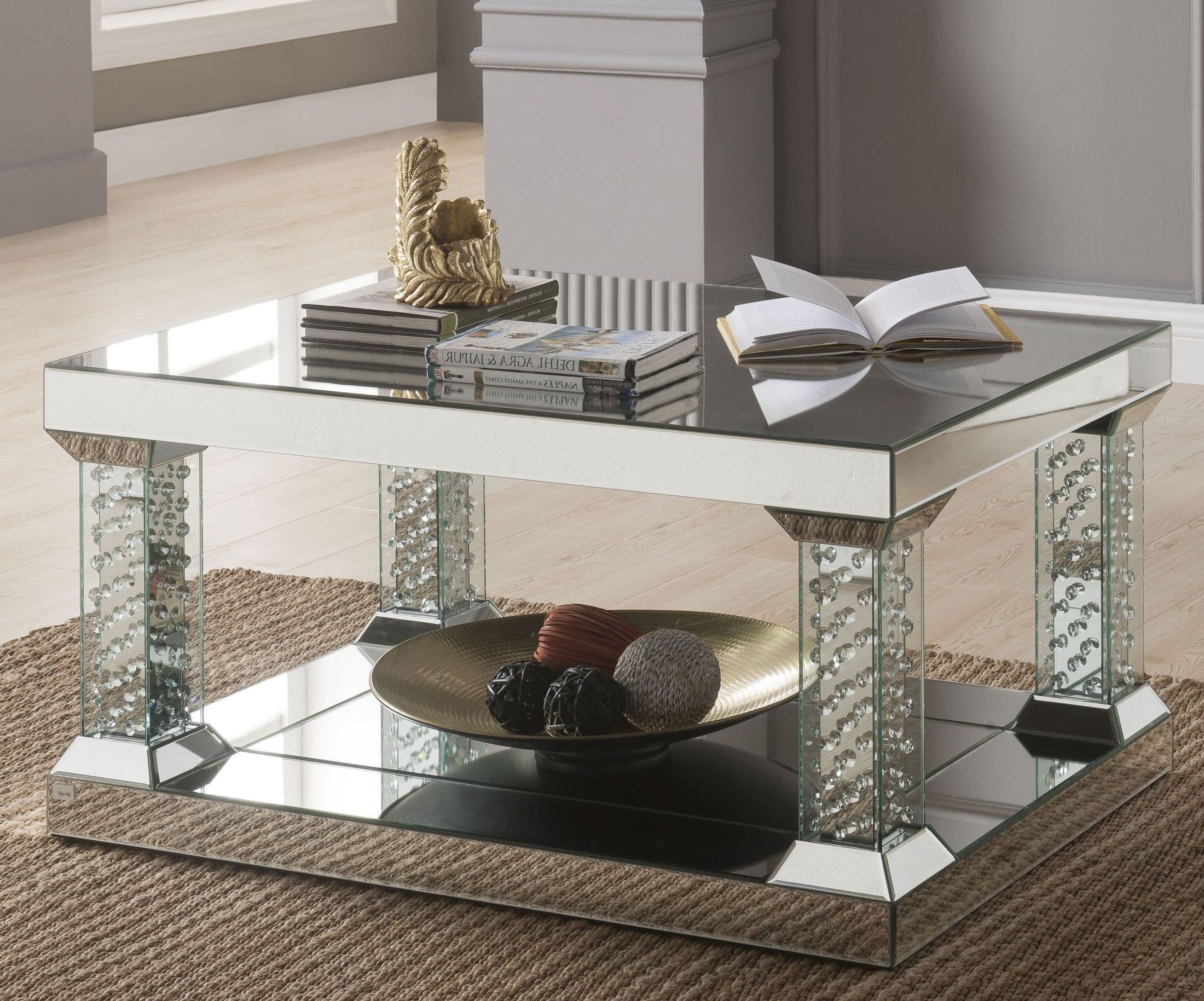 Trendy Acme Nysa Mirrored And Faux Crystals Coffee Table – Nysa Inside Mirrored Coffee Tables (View 1 of 20)