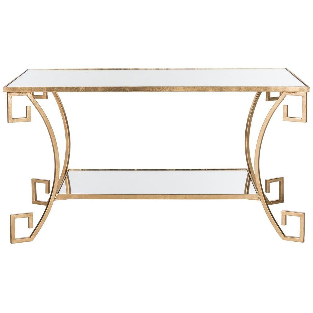 Trendy Antique Gold And Glass Coffee Tables In Safavieh Yasemeen Antique Gold Leaf Coffee Table Fox2572a (View 16 of 20)