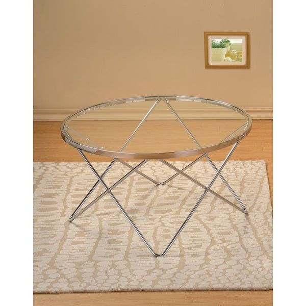 Trendy Chrome And Glass Modern Coffee Tables Within Modern Chrome And Glass Round Cocktail Coffee Table – Free (View 8 of 20)
