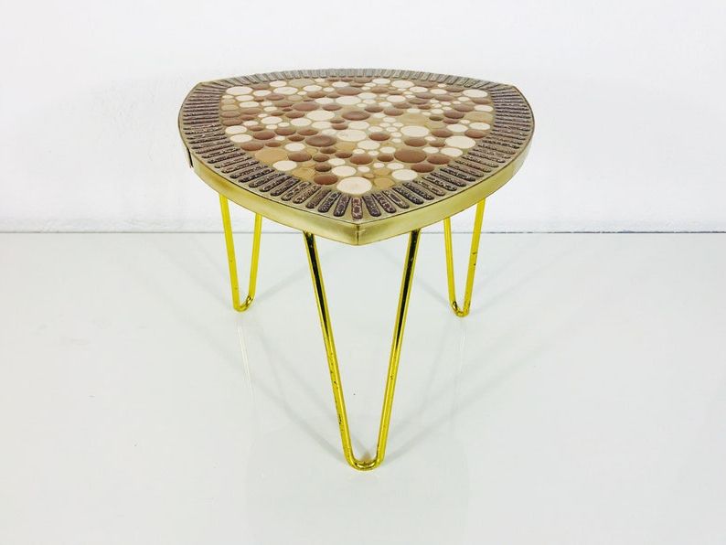 Trendy Coffee Tables With Tripod Legs Regarding Tripod Brass Legs Plant Stand Mid Century Coffee Table (View 8 of 20)