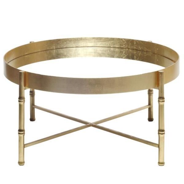 Trendy Round Tray Coffee Table With Bamboo Base In Nickle Or Gold Pertaining To Leaf Round Coffee Tables (View 7 of 20)