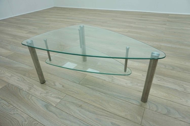 Triangular Coffee Tables For Well Known Triangular Curved 2 Tier Glass Office Coffee Table (View 18 of 20)