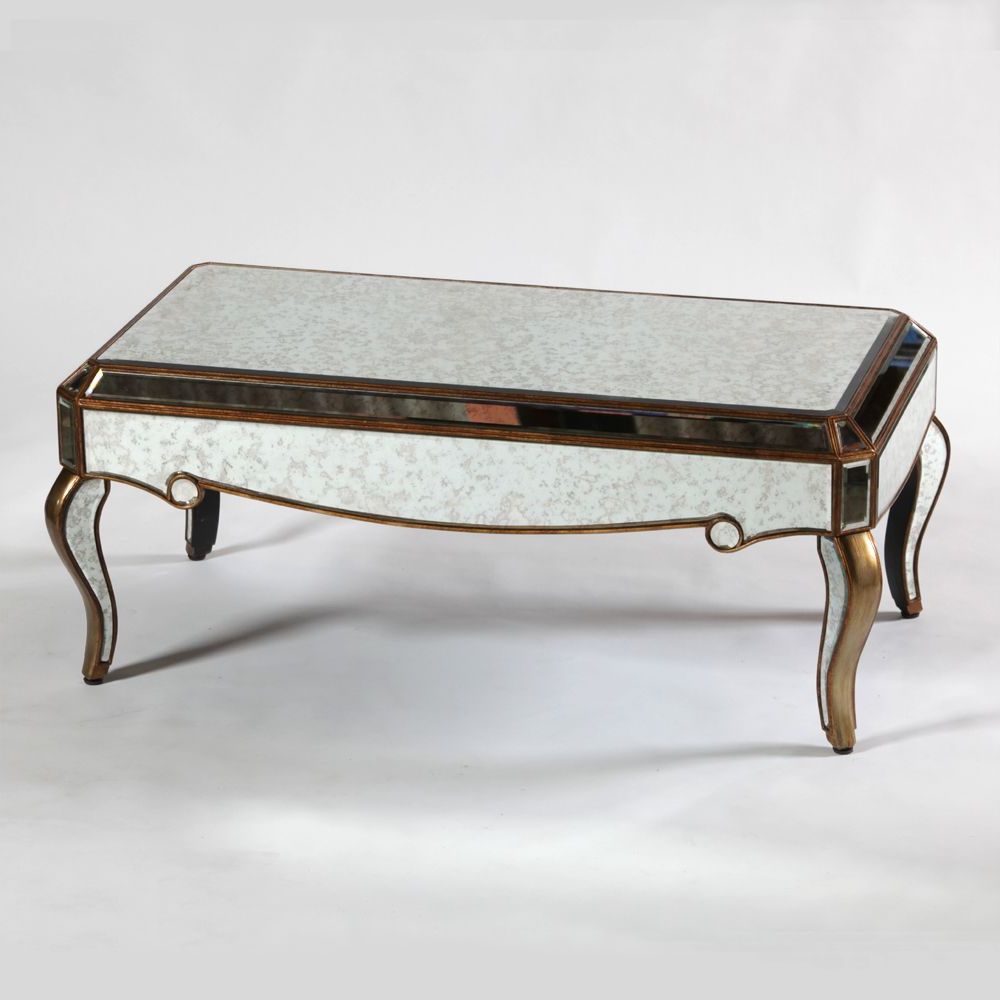 Venetian Antique Mirrored Gold Edged Coffee Table With Well Known Antique Gold And Glass Coffee Tables (View 5 of 20)