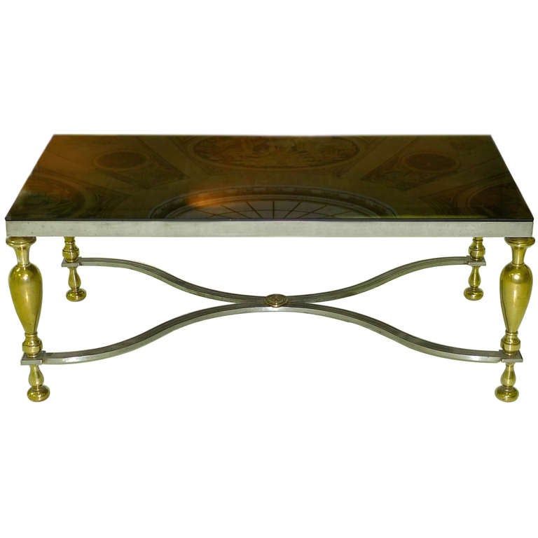 Vintage Classic Steel And Brass Cocktail Table With Bronze For Most Recently Released Antique Brass Round Cocktail Tables (View 9 of 20)