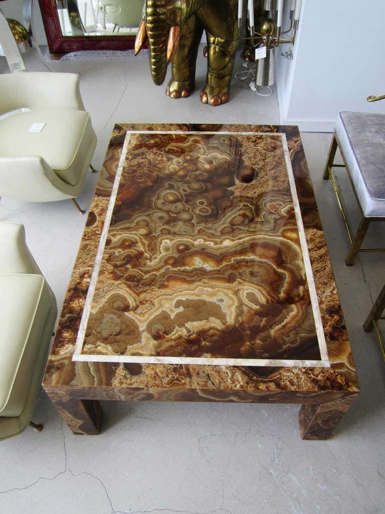 Vintage Onyx Rectangular Coffee Table At 1stdibs Regarding Best And Newest Natural And Caviar Black Cocktail Tables (View 18 of 20)