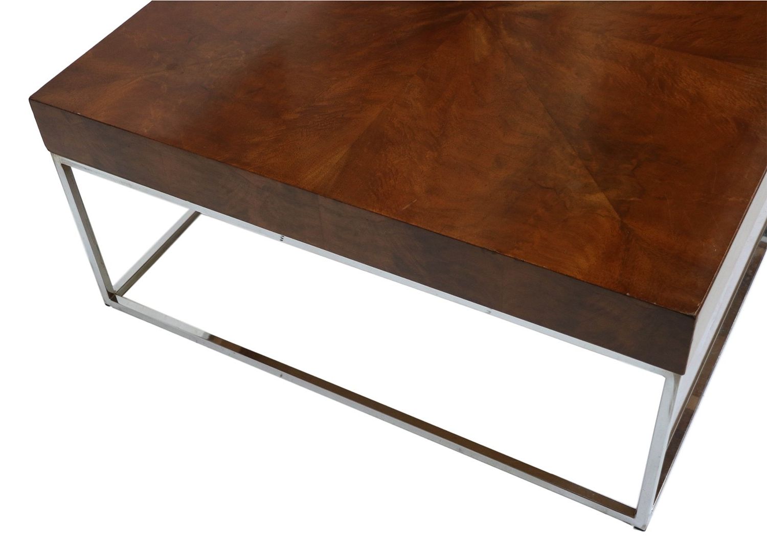 Walnut And Gold Rectangular Coffee Tables Throughout 2019 Mid Century Modern Walnut Chrome Square Coffee Table (View 12 of 20)