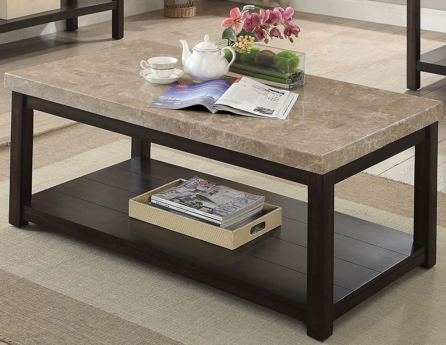 Walnut Coffee Tables With Regard To Popular Calgary Dark Walnut Coffee Table From Furniture Of America (View 2 of 20)