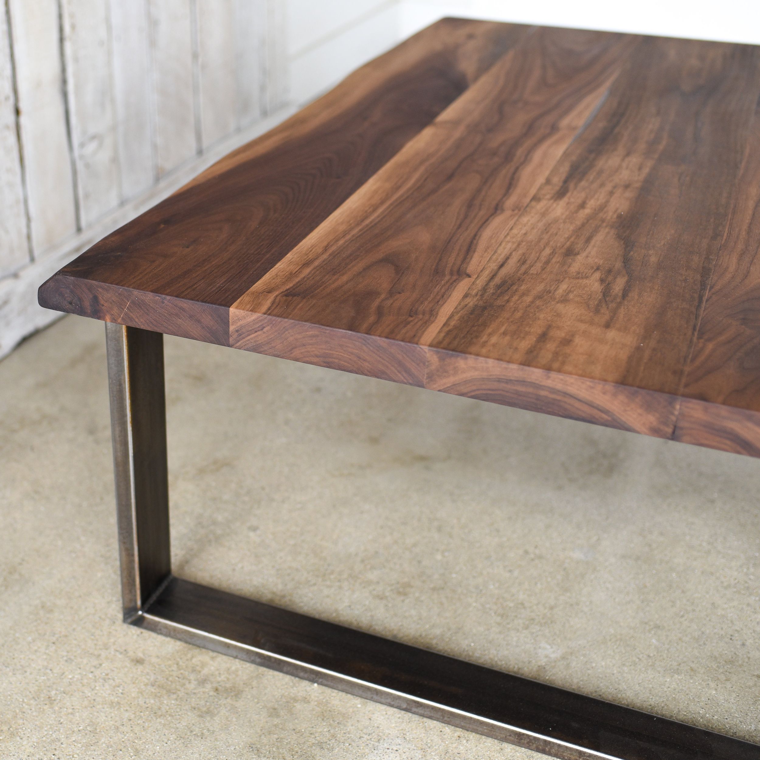 Walnut Live Edge Coffee Table / Industrial U Shaped Steel Inside Most Recently Released Hand Finished Walnut Coffee Tables (View 2 of 20)