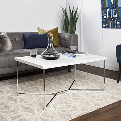 We Furniture Azf42luxwmc Coffee Table, Faux White Marble Pertaining To Latest White Marble Coffee Tables (View 10 of 20)