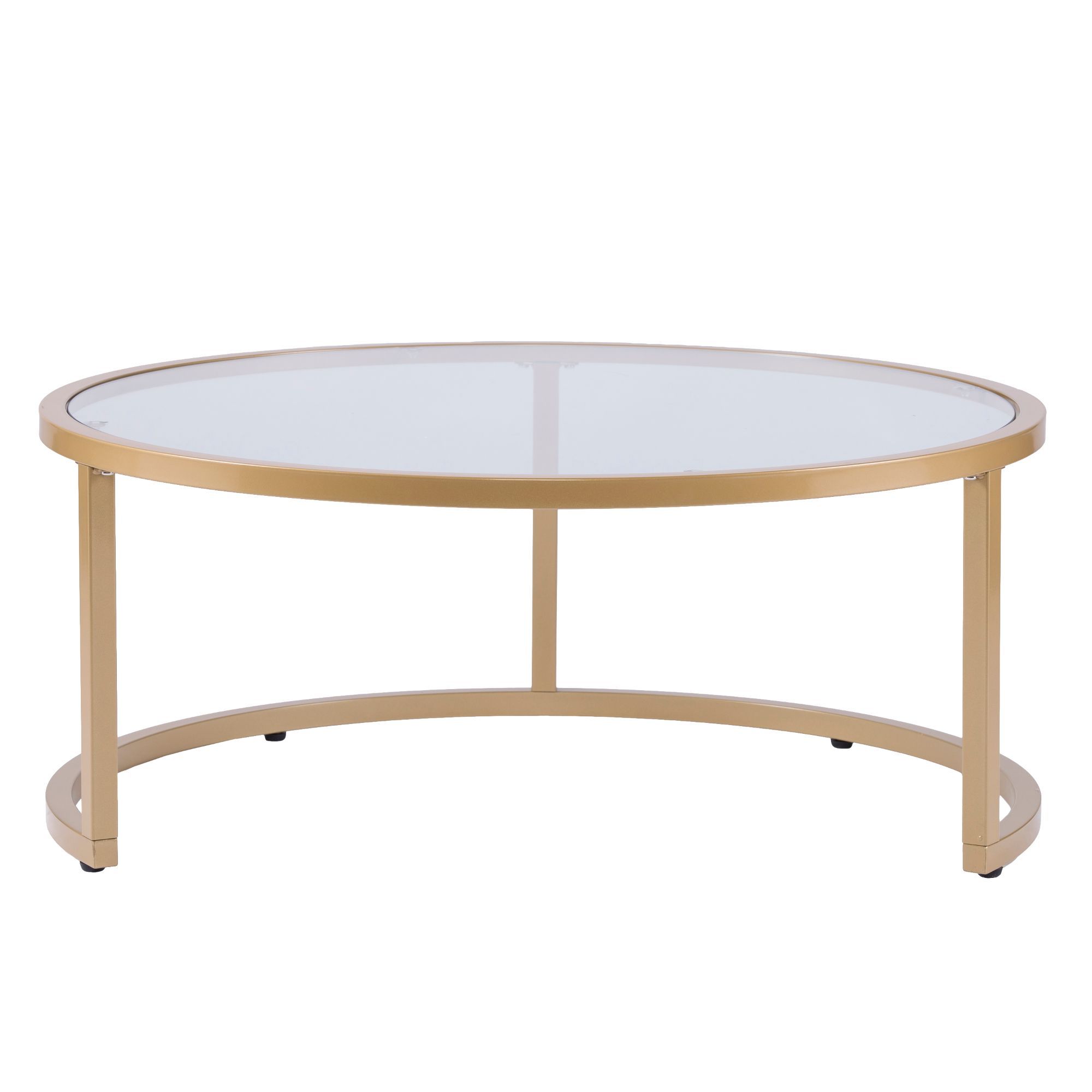 Well Known 2pc Gold And Clear Contemporary Round Nesting Tempered With 2 Piece Round Coffee Tables Set (View 19 of 20)