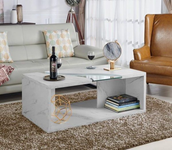 Well Known 51 Marble And Faux Marble Coffee Tables That Define In Faux White Marble And Metal Coffee Tables (View 14 of 20)