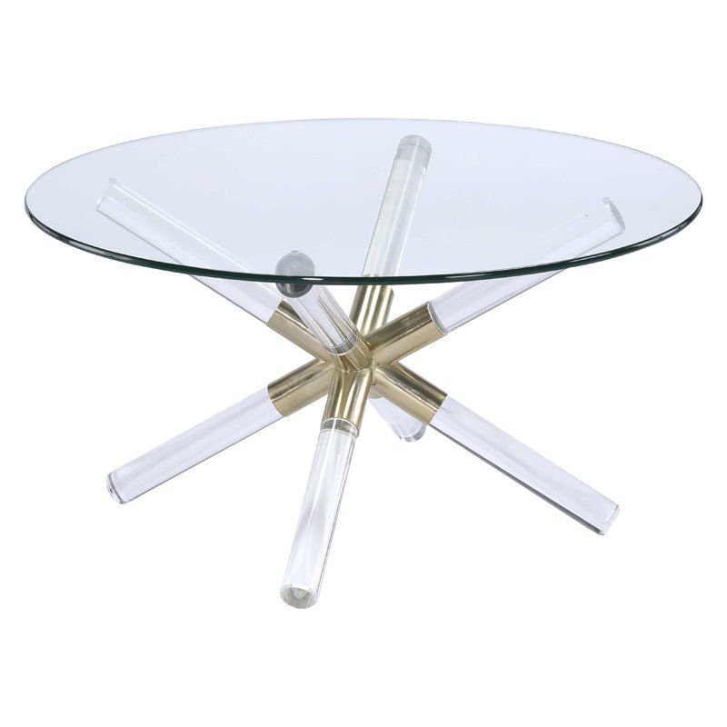 Well Known Acme Furniture Kalani Glass Top Coffee Table In Gold Clear Within Gold And Clear Acrylic Side Tables (View 2 of 20)