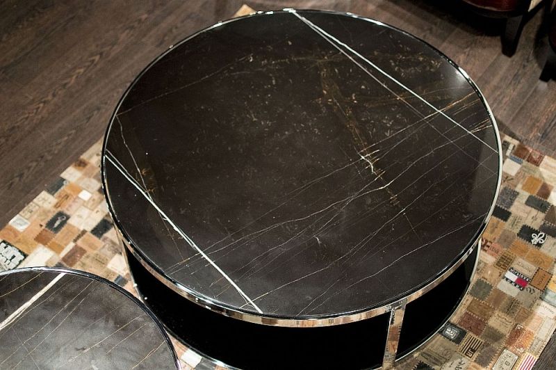 Well Known Buy Stone International Elba Black Marble Round Coffee Within Black Metal And Marble Coffee Tables (View 17 of 20)
