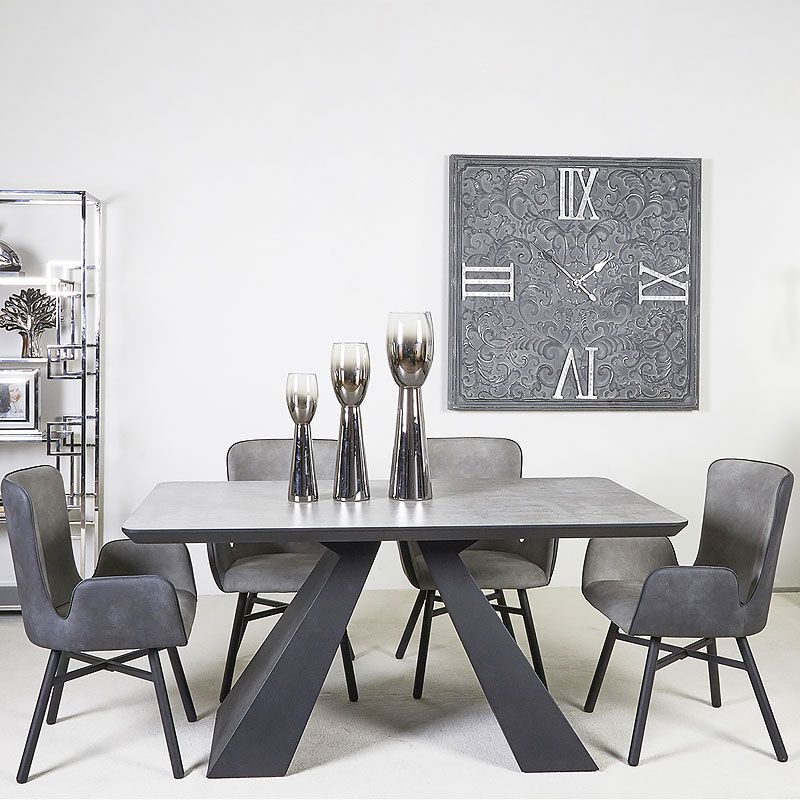 Well Known Gray Wood Veneer Cocktail Tables Intended For Axel Dining Table With Black Wooden Base And Grey Wood (View 20 of 20)