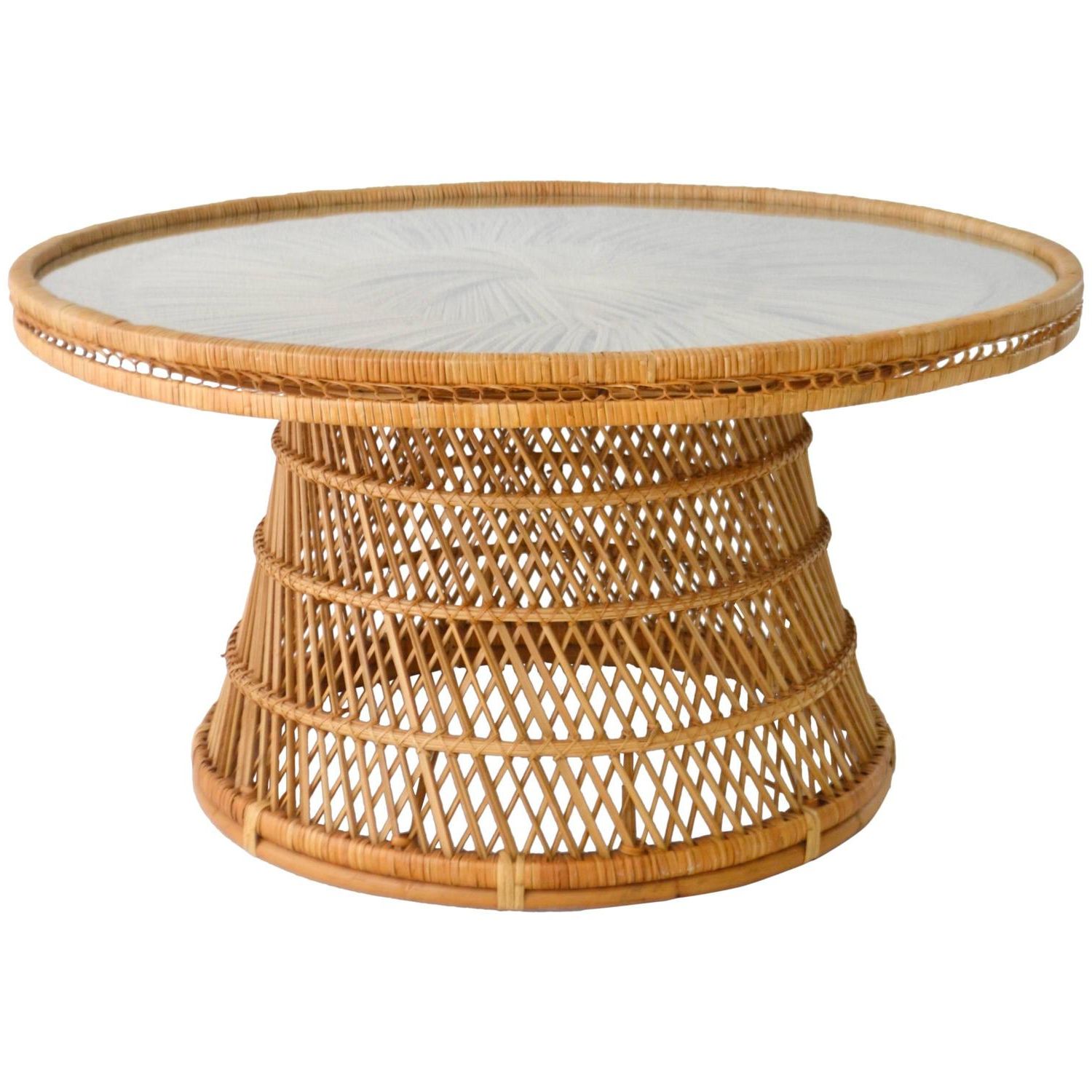 Well Known Natural Woven Banana Coffee Tables Throughout Mid Century Woven Rattan Coffee Table/cocktail Table For (View 3 of 20)