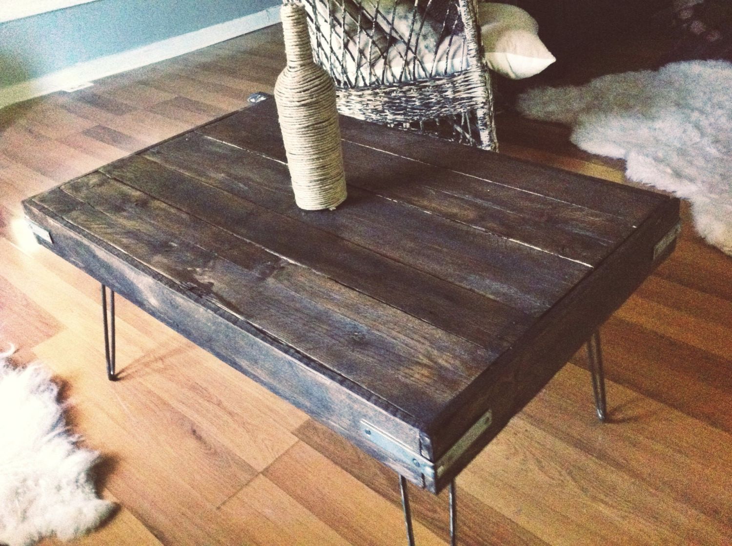 Well Known Reclaimed Wood Coffee Tables Inside Industrial Stained Reclaimed Wood Coffee Table (View 18 of 20)
