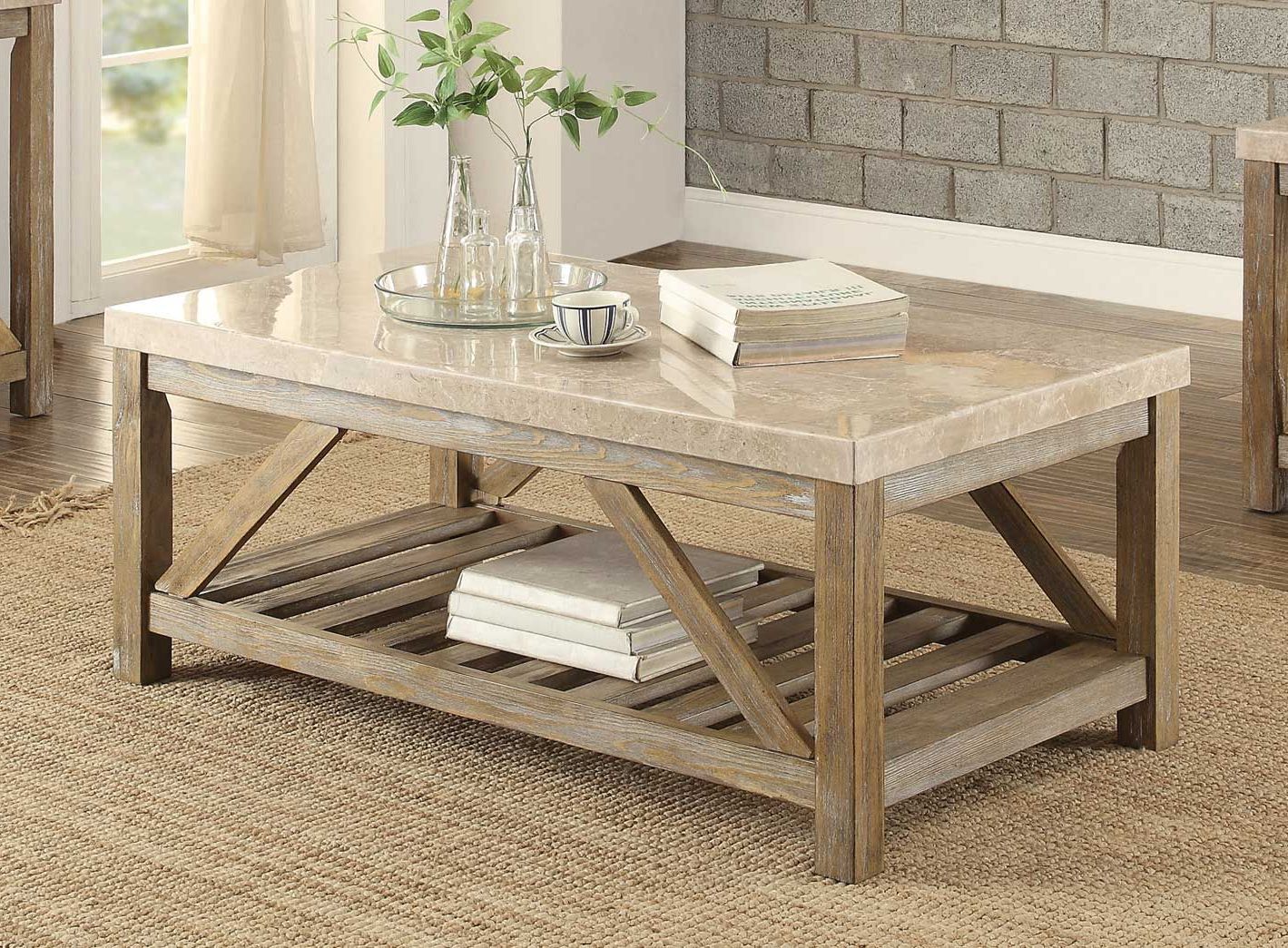 Well Liked Homelegance Ridley Cocktail/coffee Table Set – Weathered Within Square Weathered White Wood Coffee Tables (View 4 of 20)