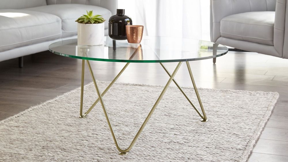 Well Liked Round Glass + Gold Coffee Table – Glass + Brass Coffee Table Throughout Glass And Gold Coffee Tables (View 16 of 20)