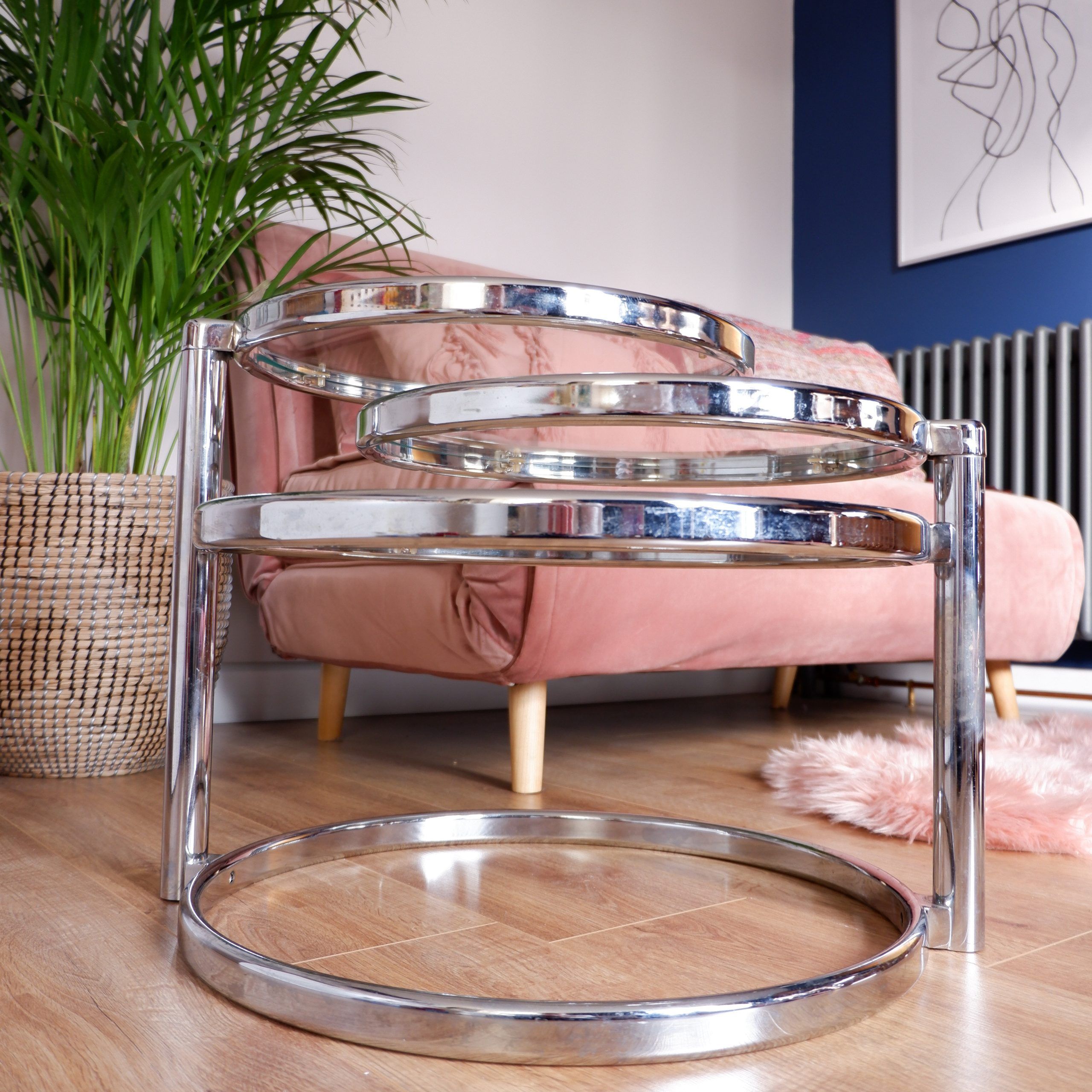 Well Liked Vintage 1970s Chrome And Glass Swivel 3 Tier Table In 3 Tier Coffee Tables (View 2 of 20)