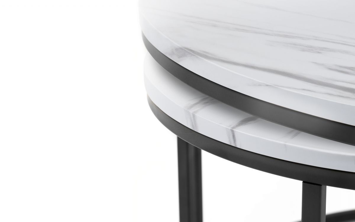 Well Liked White Stone Coffee Tables With Bellini Round Nesting Coffee Table – White Marble Effect (View 11 of 20)