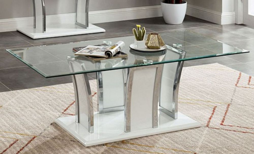 White Gloss And Maple Cream Coffee Tables With Regard To Preferred Staten Glossy White Wood Coffee Tablefurniture Of America (View 3 of 20)