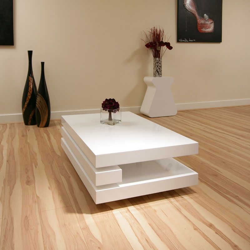 White Gloss And Maple Cream Coffee Tables Within Newest Beautiful Coffee / Side Table / Tables White Gloss Modern (View 15 of 20)