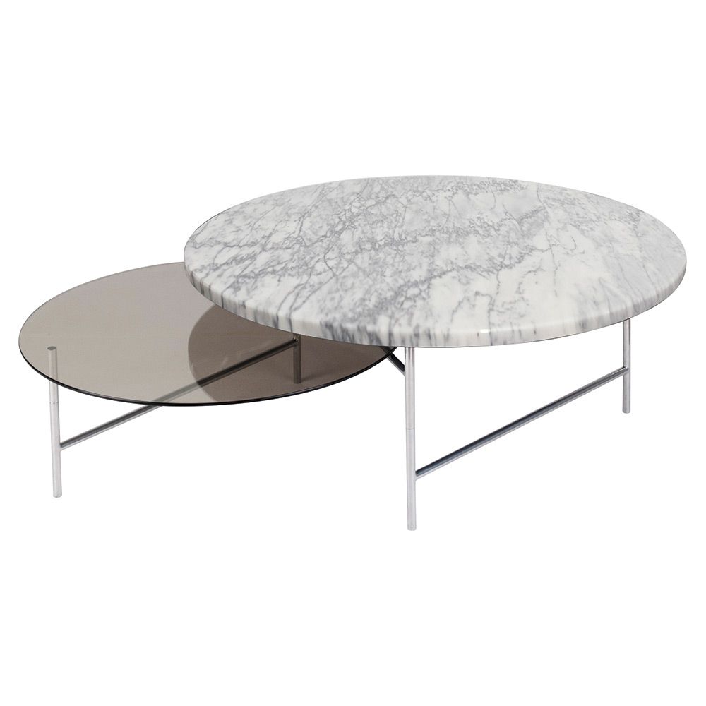 White Marble Coffee Tables Throughout 2018 Zoro Coffee Table – White Marble, Smoked Glass Top – Rouse (View 5 of 20)