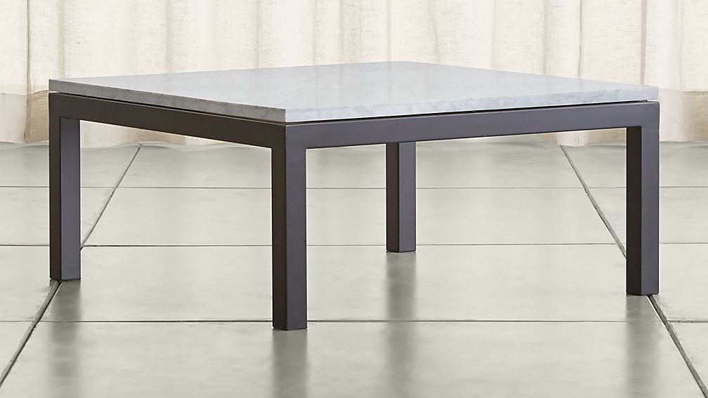 White Marble Coffee Tables With Recent Parsons White Marble Top/ Dark Steel Base 36x36 Square (View 15 of 20)