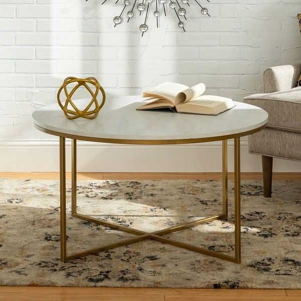 White Marble Gold Metal Coffee Tables Inside Most Popular Silver Orchid Helbling 36 Inch Round Coffee Table With (View 3 of 20)