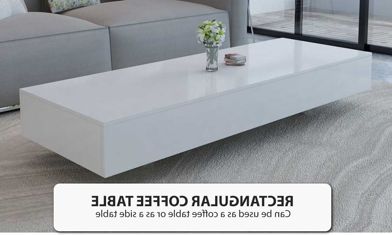 White Rectangular Coffee Table High Gloss Wood Modern Home With 2018 White Gloss And Maple Cream Coffee Tables (View 4 of 20)