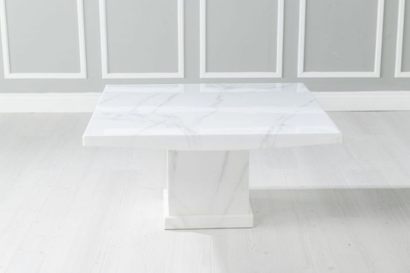 White Stone Coffee Tables Throughout 2018 Prague White Marble Coffee Table – Furntastic Furniture Uk (View 19 of 20)