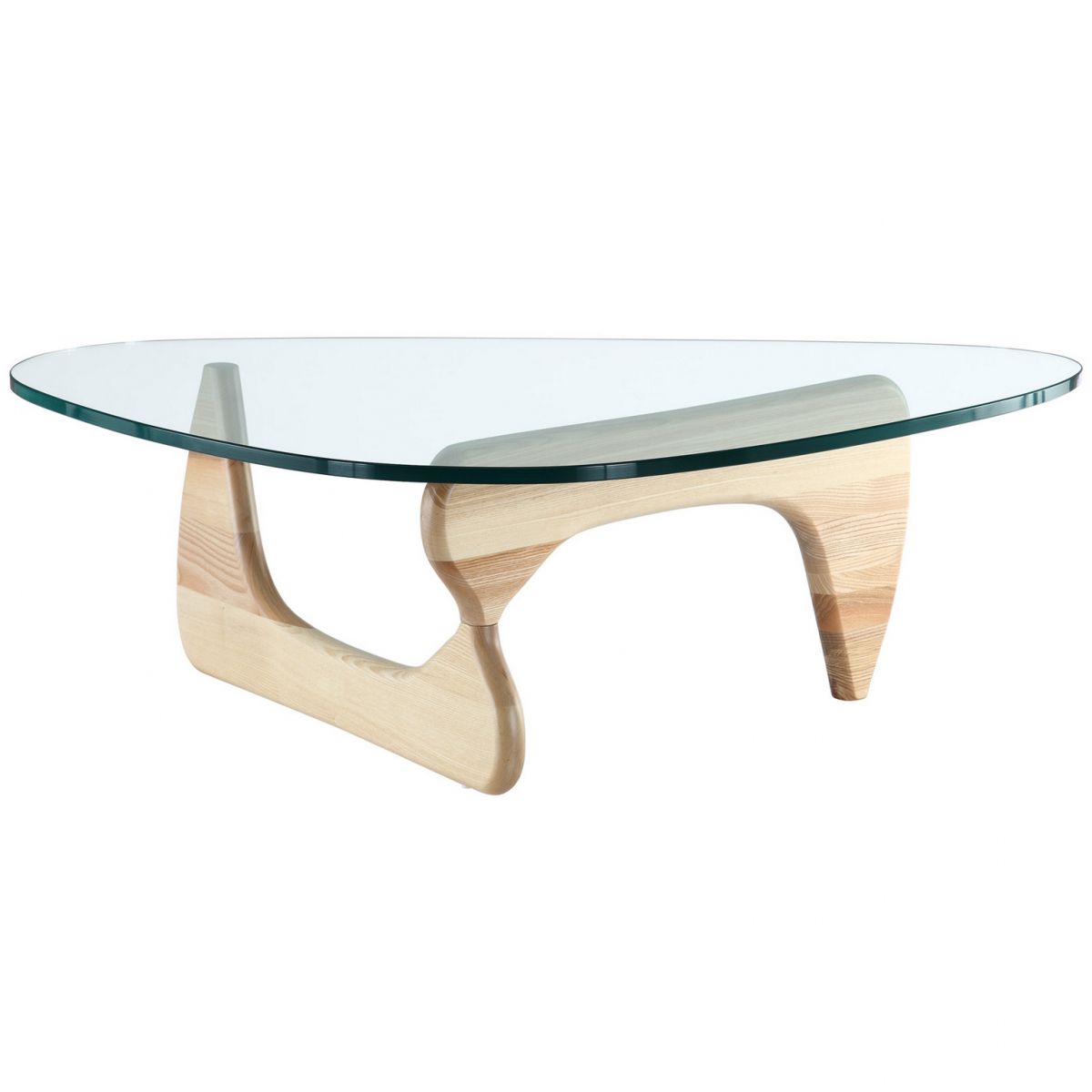 White Triangular Coffee Tables With Regard To Preferred Triangle Coffee Table With Natural Wood Base (View 9 of 20)