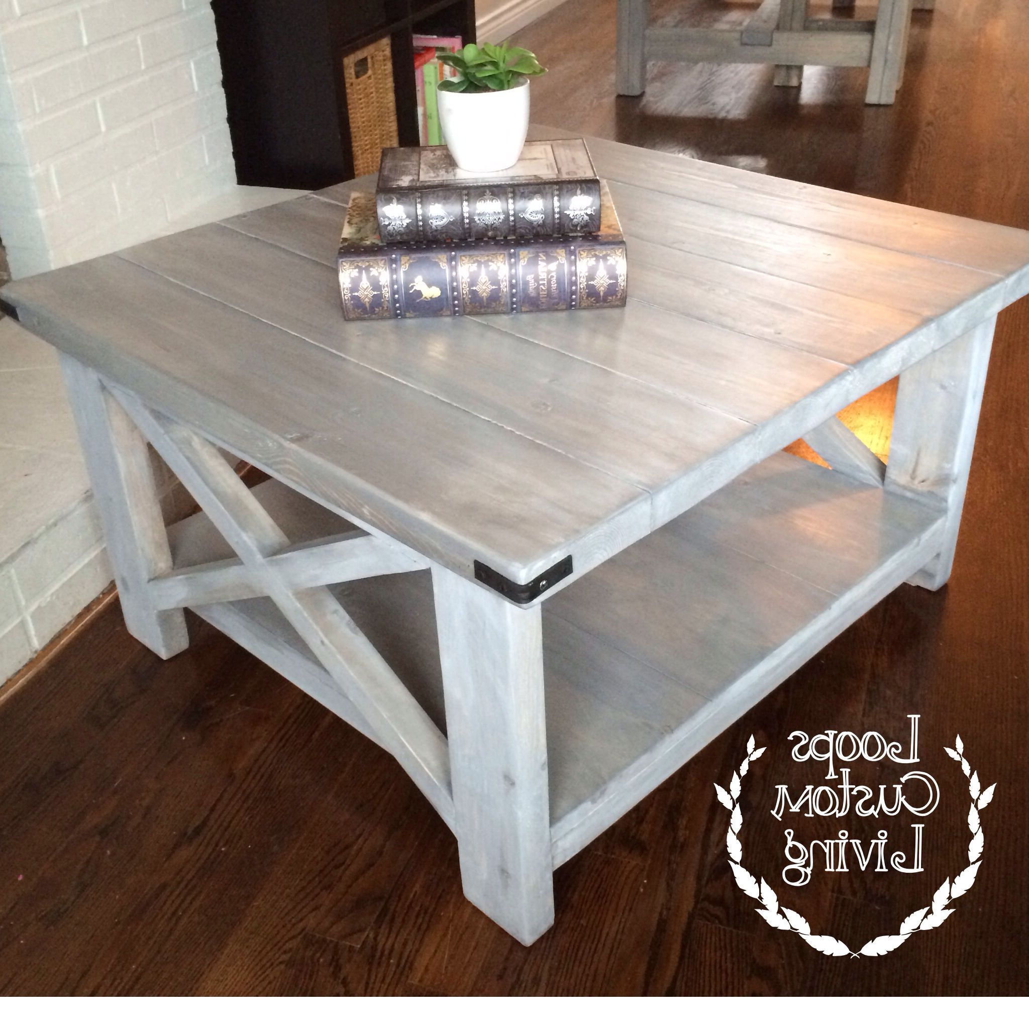 White Washed Grey Industrial Square Coffee Table Regarding Most Current Smoke Gray Wood Square Coffee Tables (View 12 of 20)