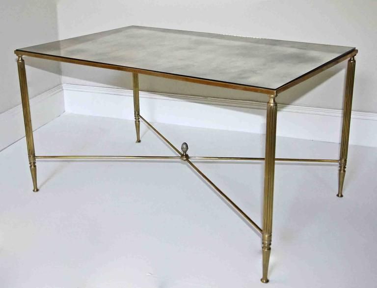 Widely Used French Brass X Base Antiqued Mirror Top Cocktail Table For In Antique Mirror Cocktail Tables (View 5 of 20)