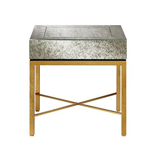 Widely Used Gold And Mirror Modern Cube End Tables Intended For Modern Glamour Antique Mirror With Antique Gold Metal Base (View 2 of 20)