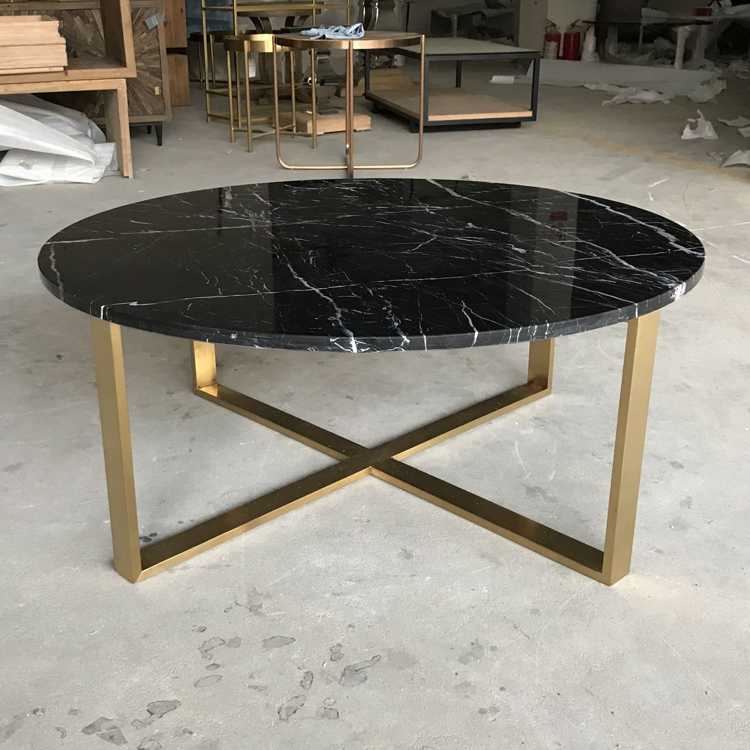 Widely Used Gold Metal Base Wholesale Round Black Marble Coffee Table Regarding White Marble Gold Metal Coffee Tables (View 15 of 20)