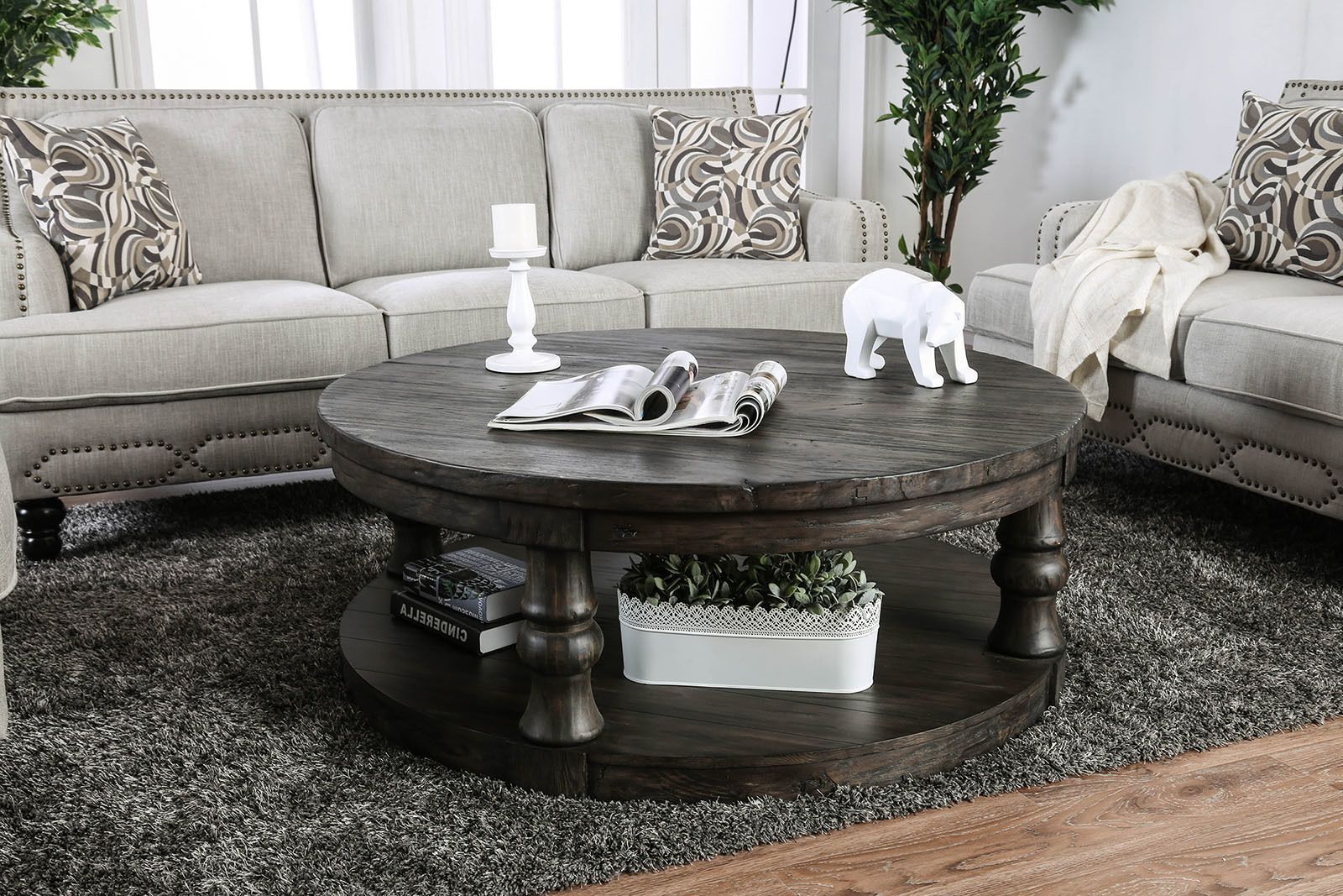 Widely Used Gray Wood Black Steel Coffee Tables With Regard To Mika Gray Coffee Table In  (View 6 of 20)